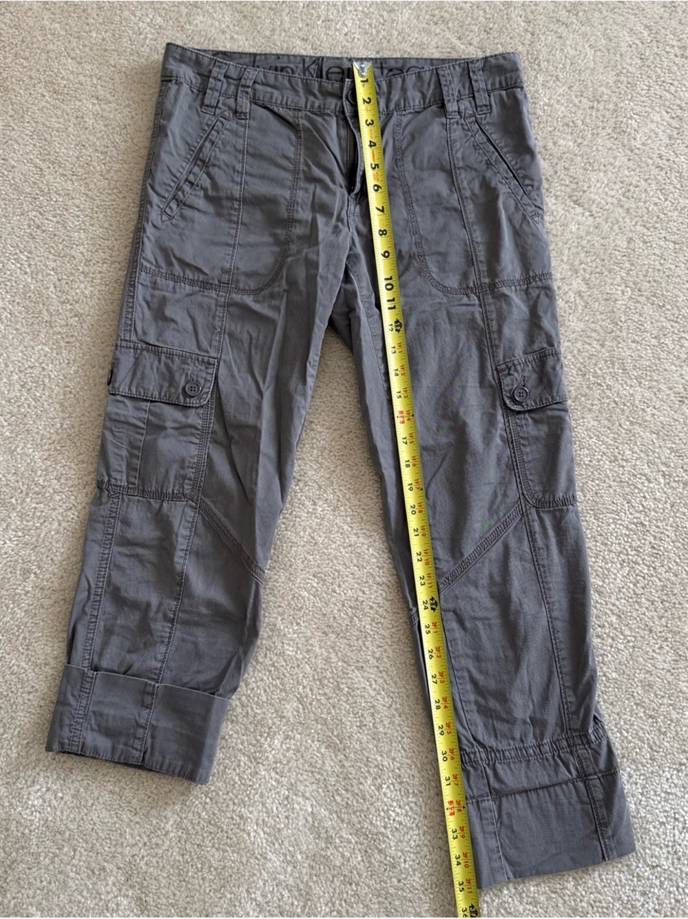 Calvin Klein Gray Cropped Cargo Jeans